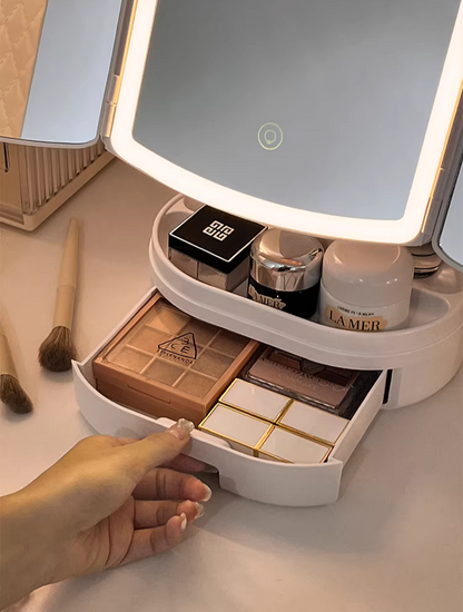 Luxury LED Vanity Mirror with Hidden Storage & Touch Control