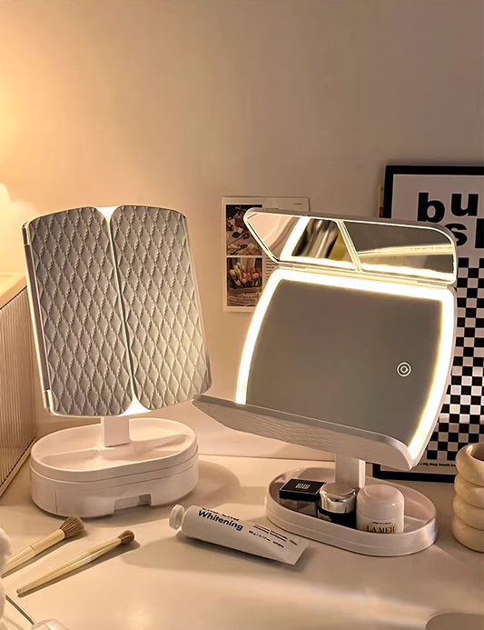 Luxury LED Vanity Mirror with Hidden Storage & Touch Control