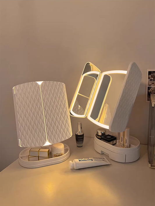 Luxury LED Vanity Mirror with Hidden Storage & Touch Control